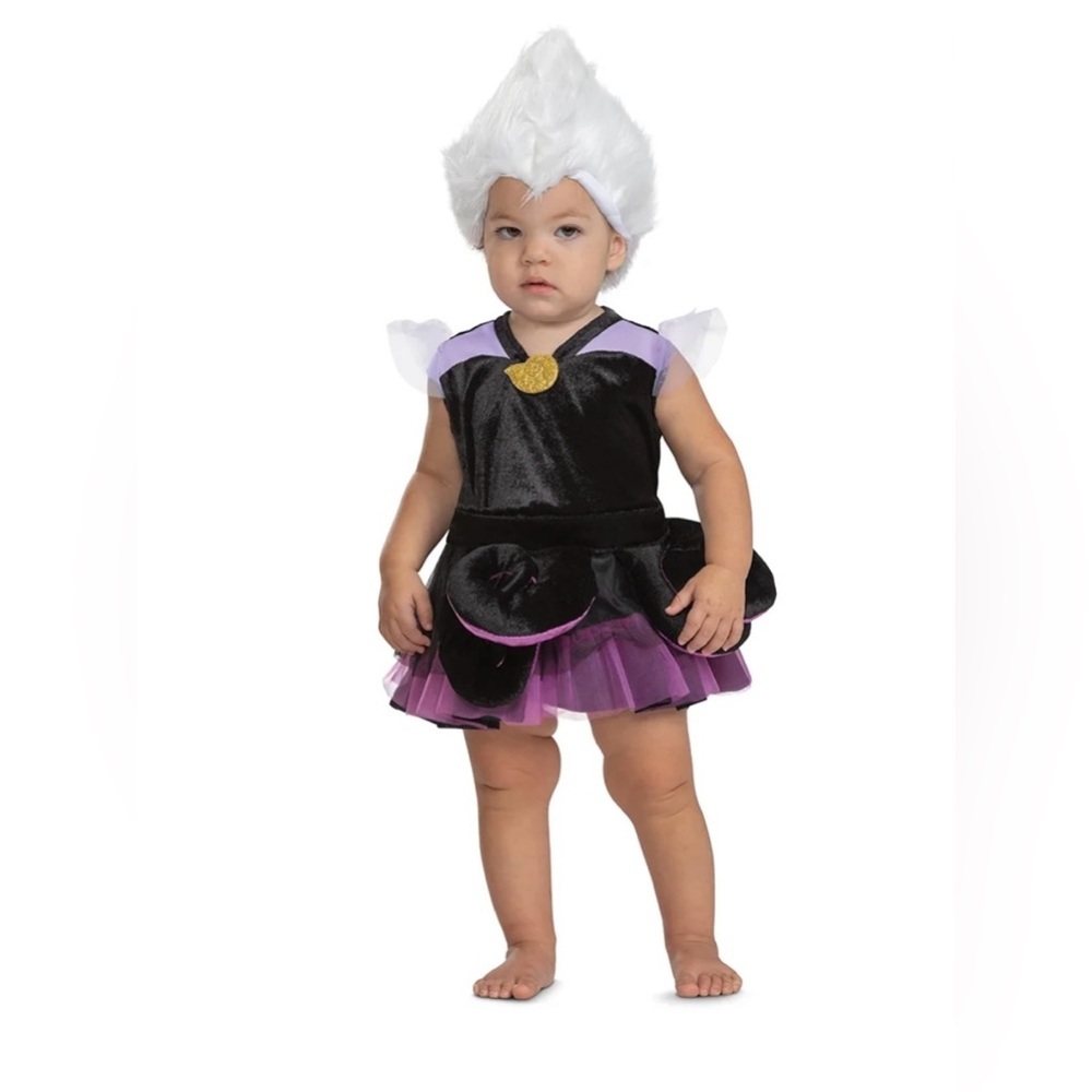 Halloween Costume Disney Villains Ursula Girls 3T/4T NWT Black/Purple/Gold Dress - Picture 1 of 8